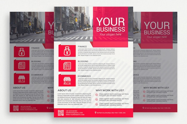 Free PSD white business brochure with pink details