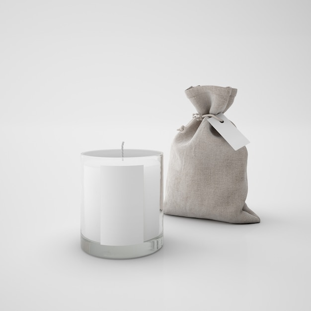 Free PSD white candle and brown sack