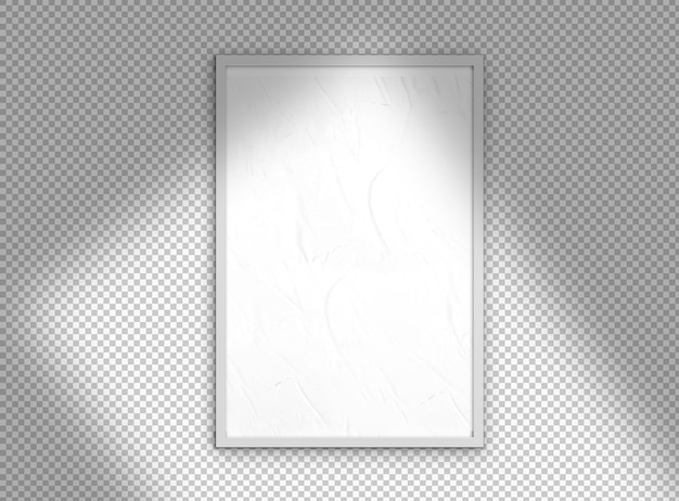 White crumpled poster on gray tiles surface