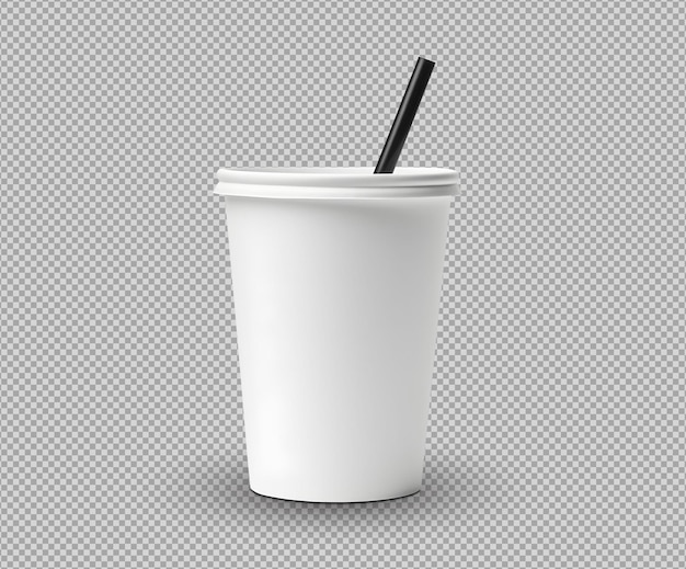 Free PSD white disposable coffee cup with straw