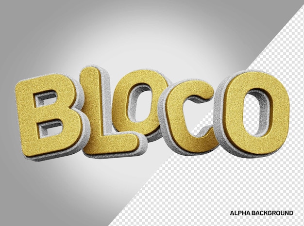 Free PSD white and gold carnival block 3d logo with glitter realistic texture