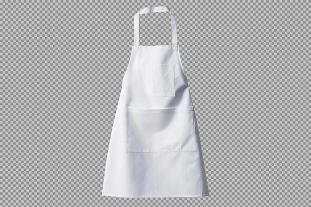 Free PSD white kitchen apron standing isolated on a transparent background