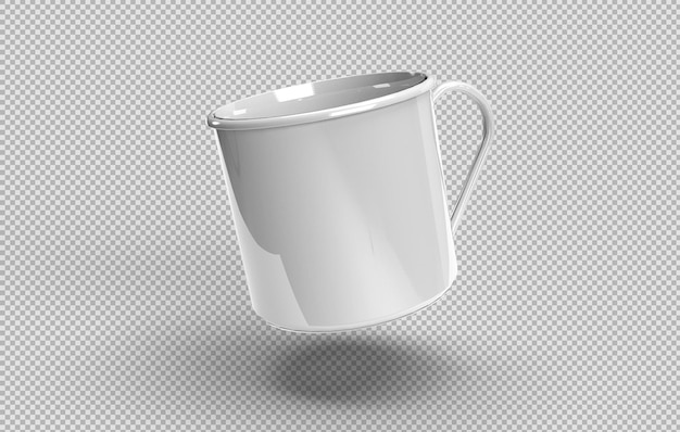 Free PSD white metallic mug on transparent background