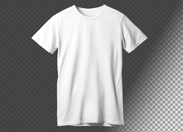 Free PSD white open tshirt with round neck on transparent background