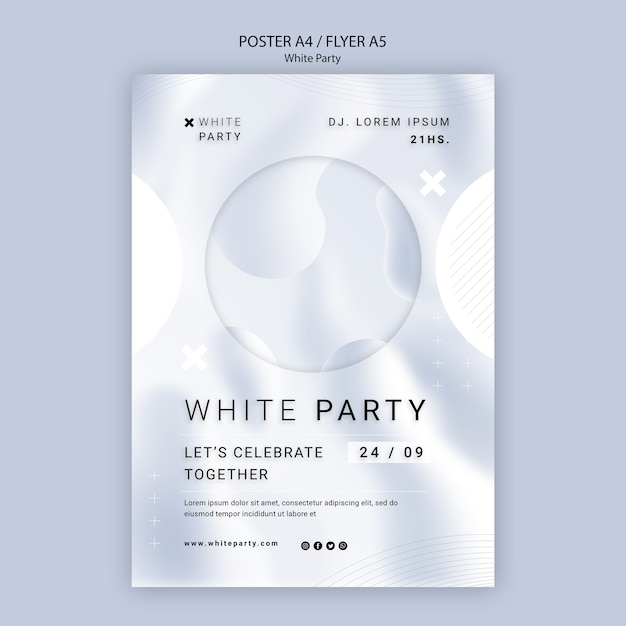 Free PSD white party poster template design