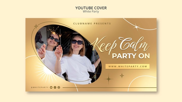 Free PSD white party youtube channel art template