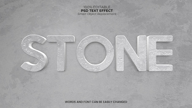 Free PSD white stone text effect