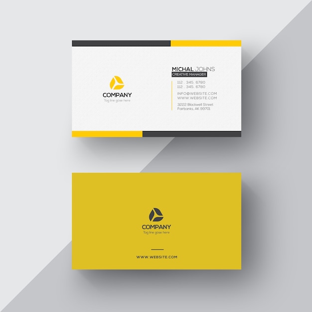 White and yellow business card