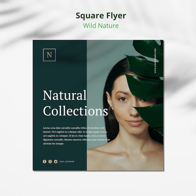 Wild nature concept square flyer mock-up