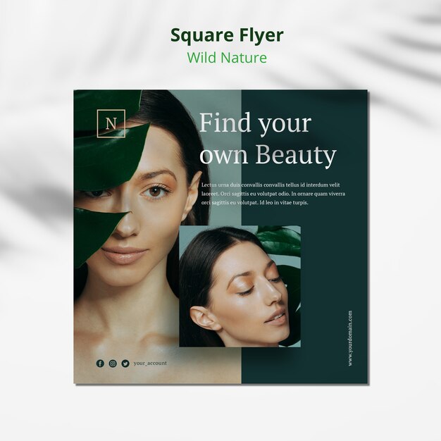 Wild nature concept square flyer mock-up