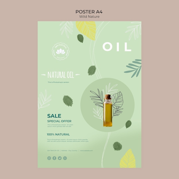 Wild nature poster with natural oil