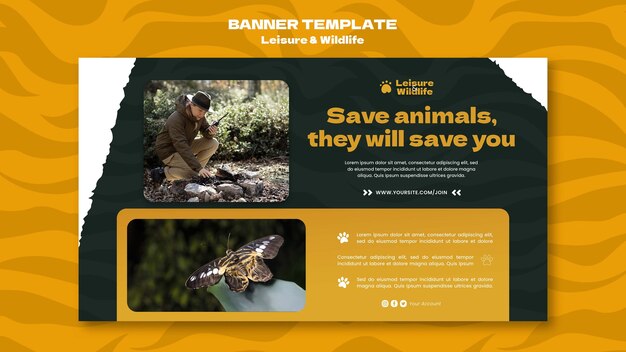 Free PSD wildlife preservation and protection horizontal banner template