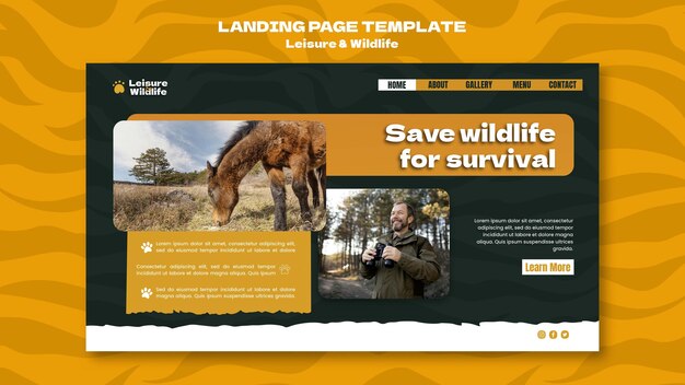 Wildlife preservation and protection landing page template