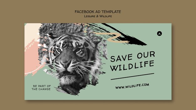 Wildlife preservation and protection social media promo template with abstract brush strokes