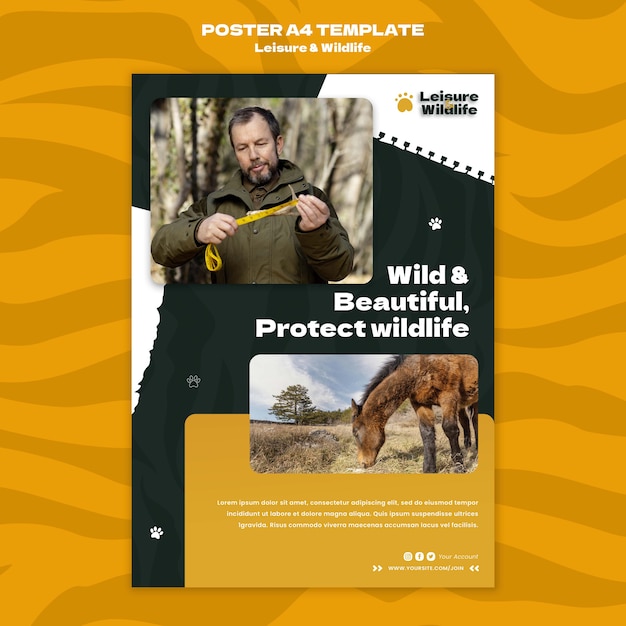 Wildlife preservation and protection vertical poster template