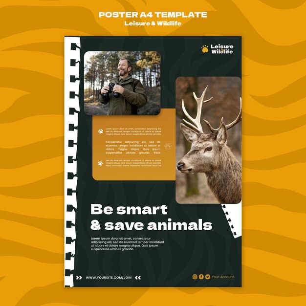 Wildlife preservation and protection vertical poster template