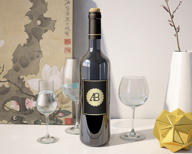 Wine bottle mock up