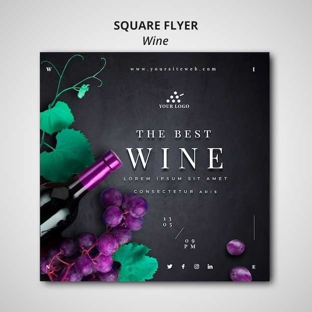 Free PSD wine company square flyer