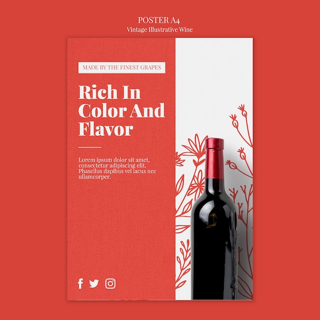 Free PSD wine poster template design