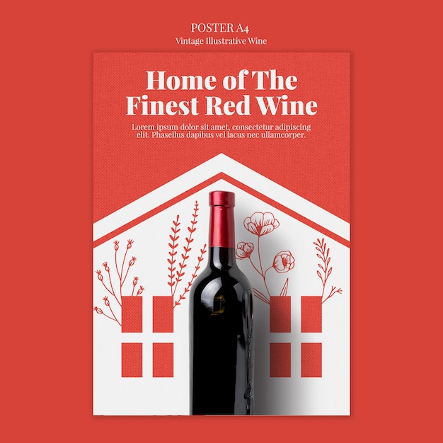 Free PSD wine poster template style