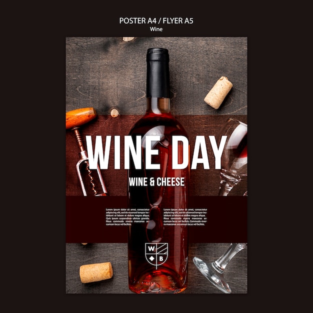 Free PSD wine poster template theme