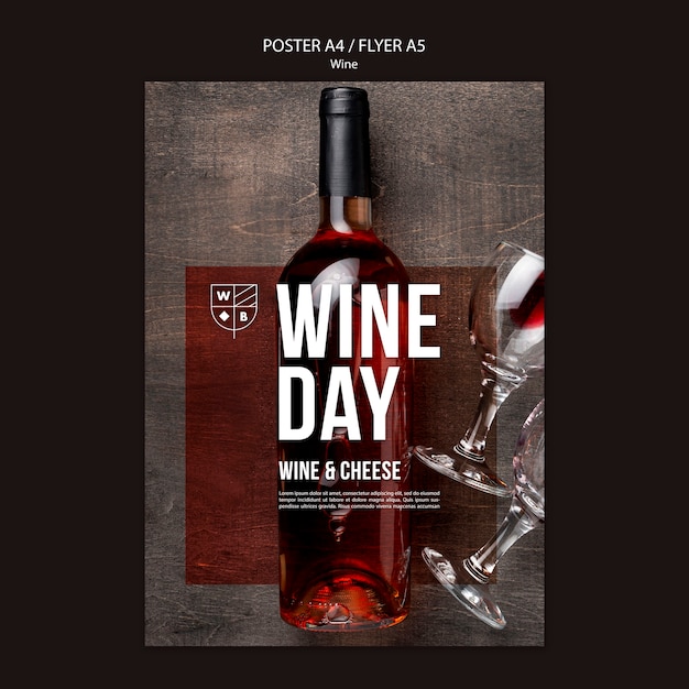 Free PSD wine poster template theme