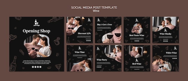 Wine social media post template