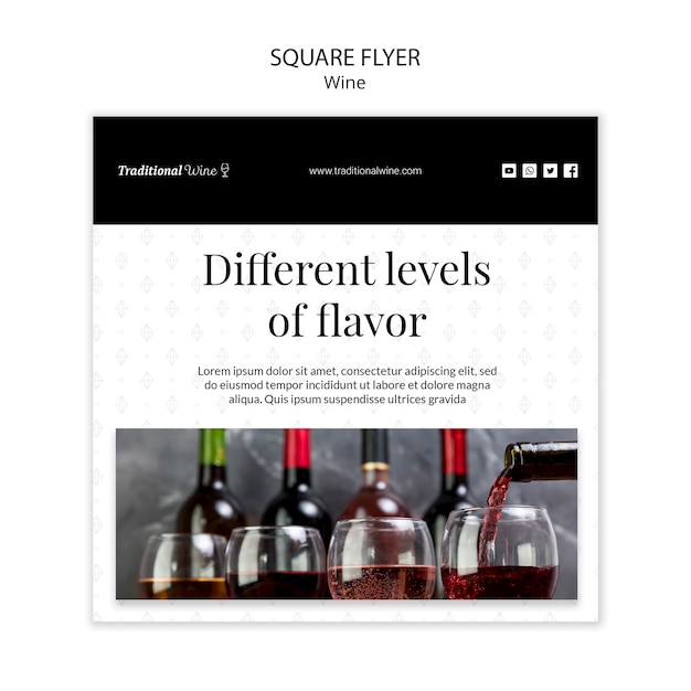 Free PSD wine square flyer design