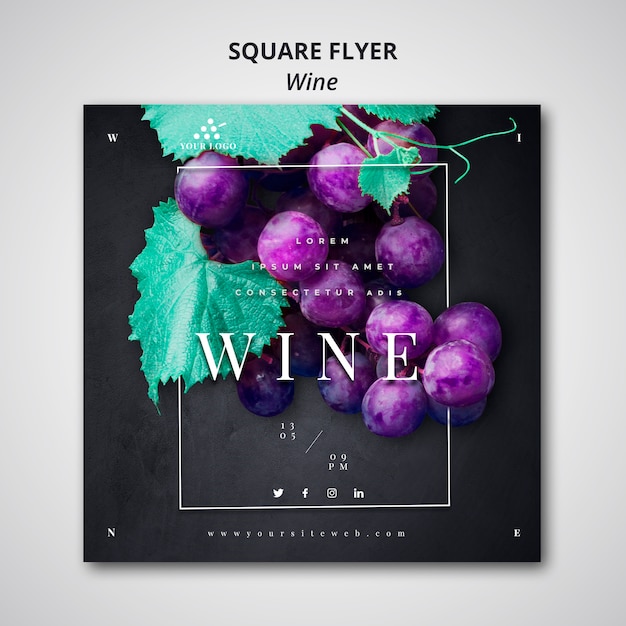 Free PSD wine square flyer template design