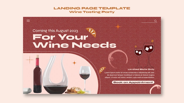 Free PSD wine tasting party landing page template