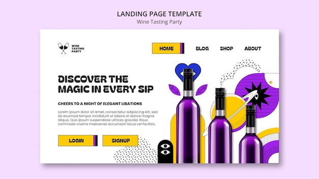 Free PSD wine tasting party landing page template