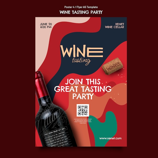 Wine tasting party poster template