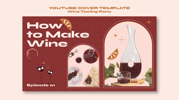 Free PSD wine tasting party youtube cover template