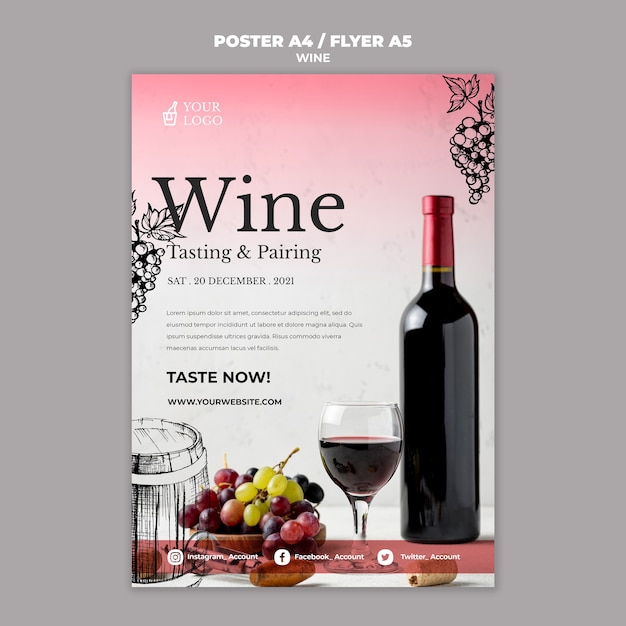 Free PSD wine tasting poster design