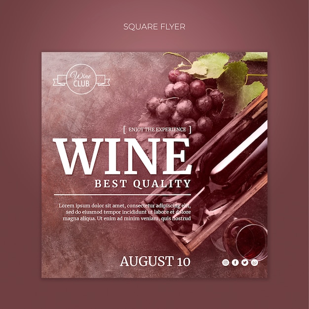 Free PSD wine tasting square flyer template