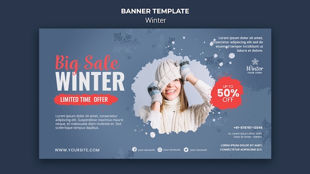 Winter design banner template