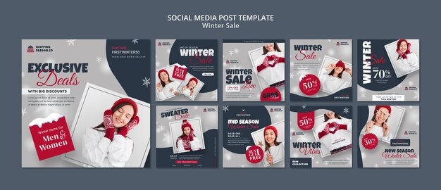 Winter design instagram posts template