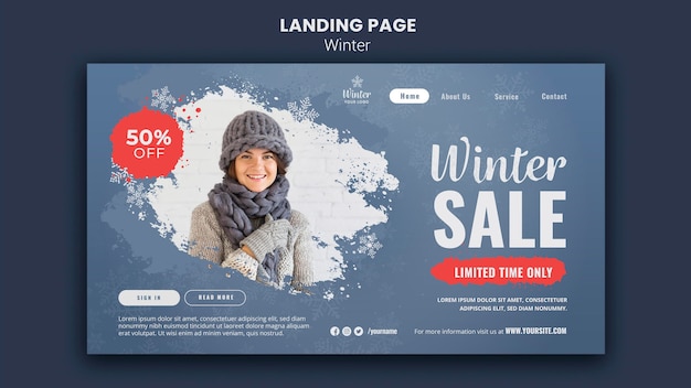 Free PSD winter design landing page template