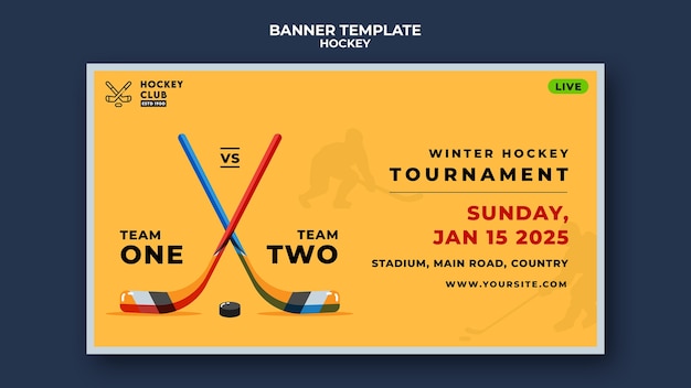 Free PSD winter hockey tournament banner template