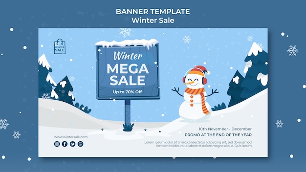 Winter sale banner design template