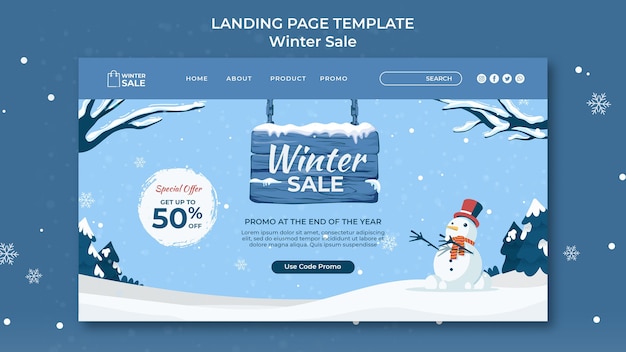 Free PSD winter sale landing page design template