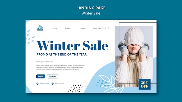 Free PSD winter sale landing page template