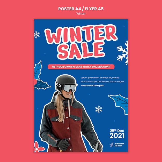 Winter sale poster design template