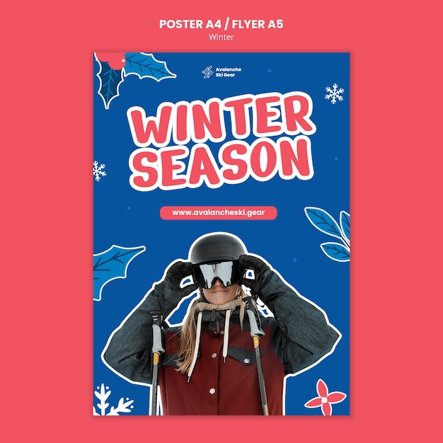 Free PSD winter sale poster design template