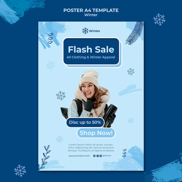 Winter sale poster design template