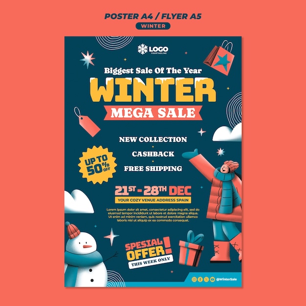 Free PSD winter sale template design