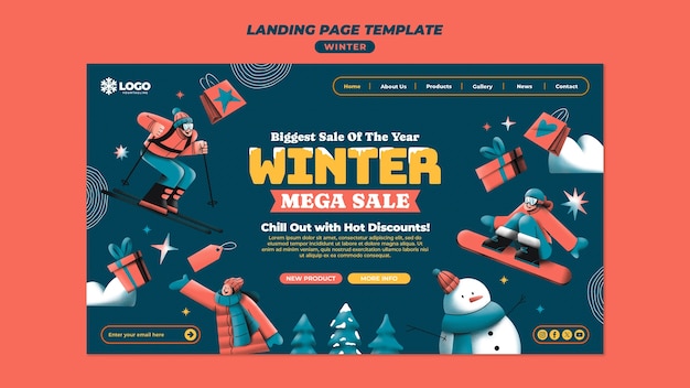 Free PSD winter sale template design