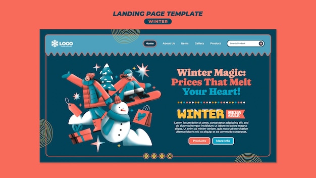 Free PSD winter sale template design