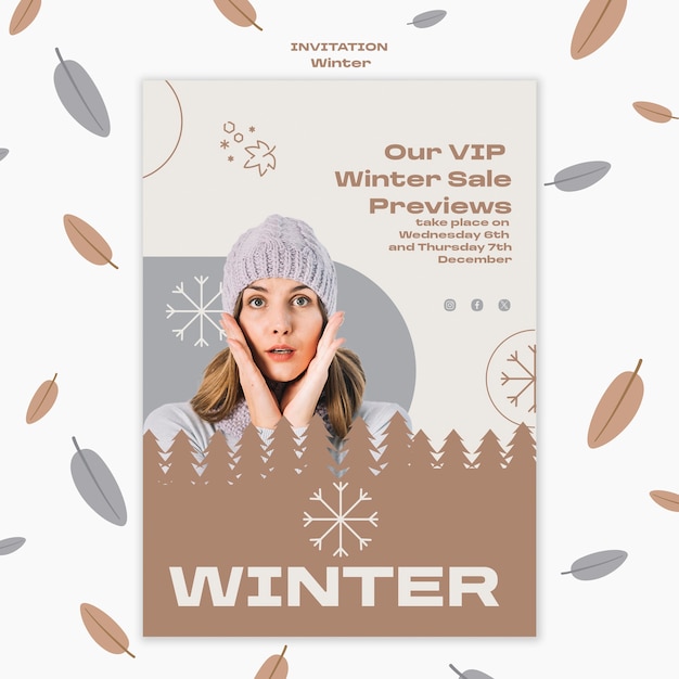 Free PSD winter sale template design