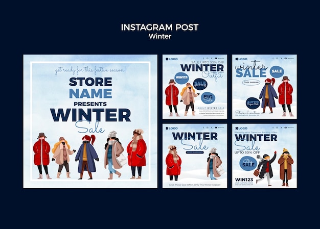 Free PSD winter season instagram posts